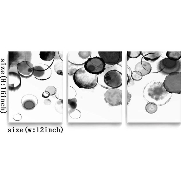 3 Piece Black and White Bubble Picture Print, modern classic - Picture 3 of 7